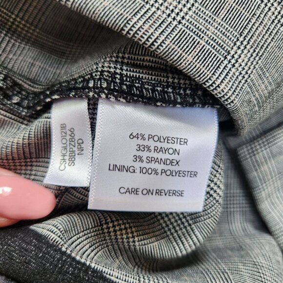 Calvin Klein Glen Plaid Grey Trousers Pants Adjustable Waist Straight Leg Size 8 - Picture 8 of 9
